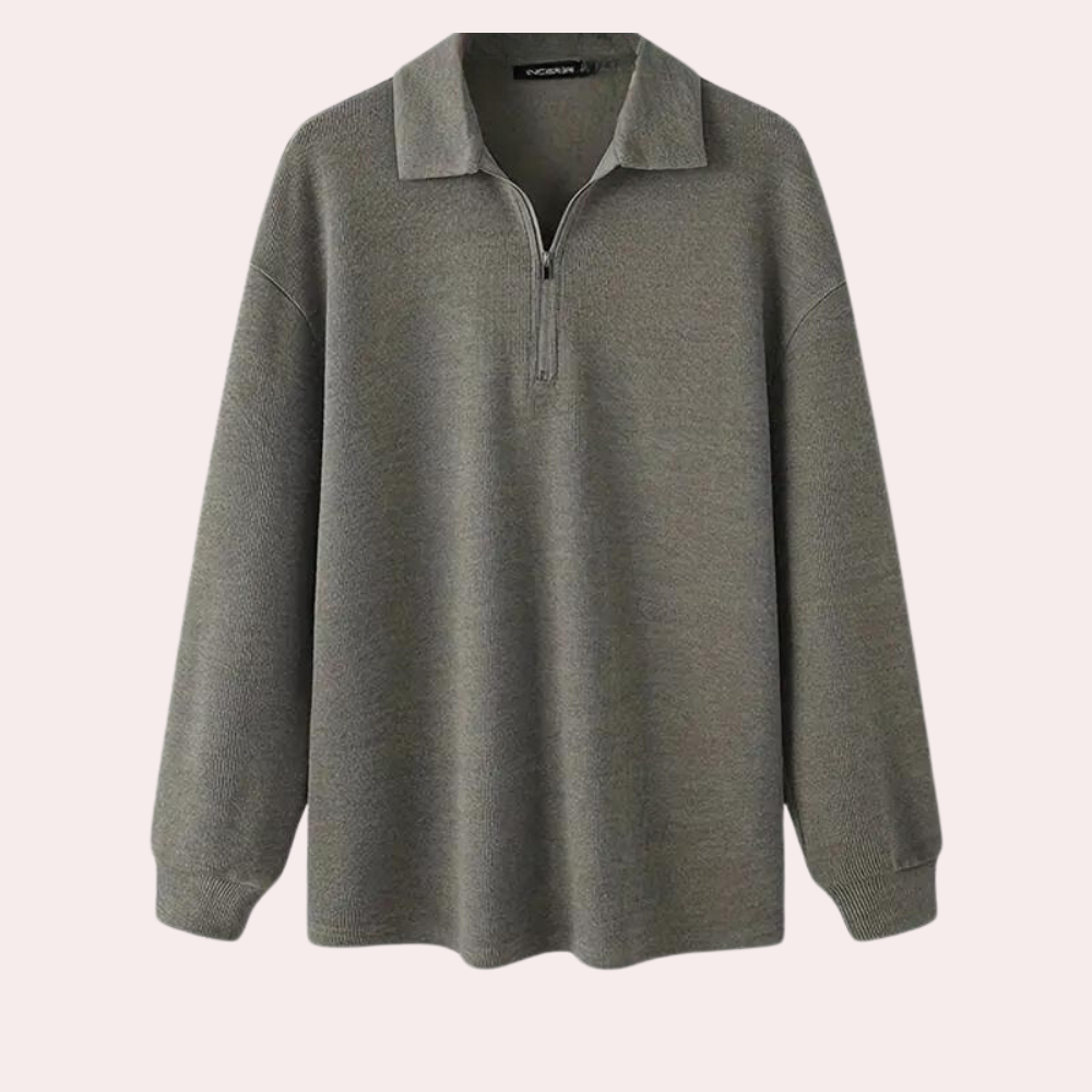 Cajetan - pulóver s rebrovaným zipsom pre mužov