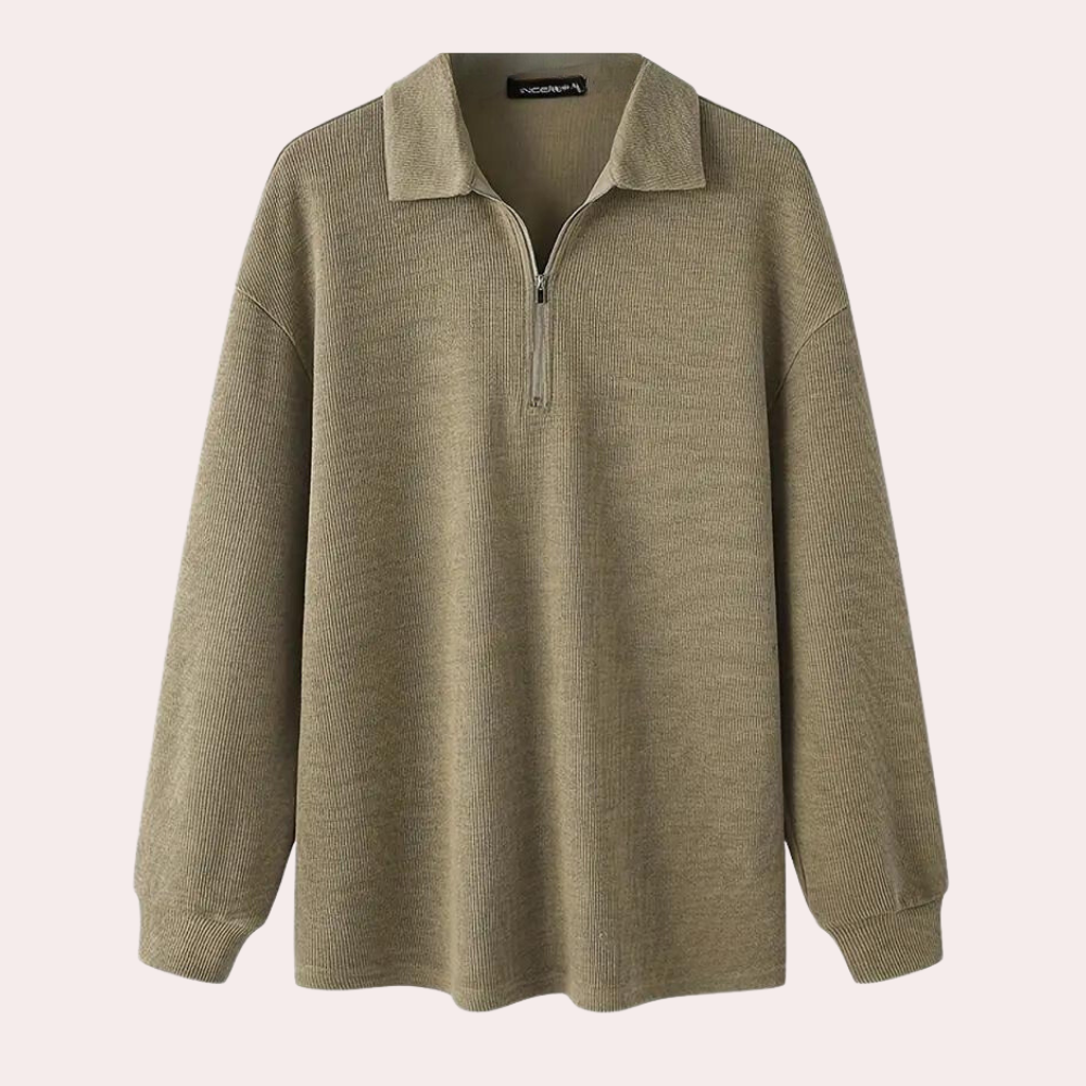 Cajetan - pulóver s rebrovaným zipsom pre mužov