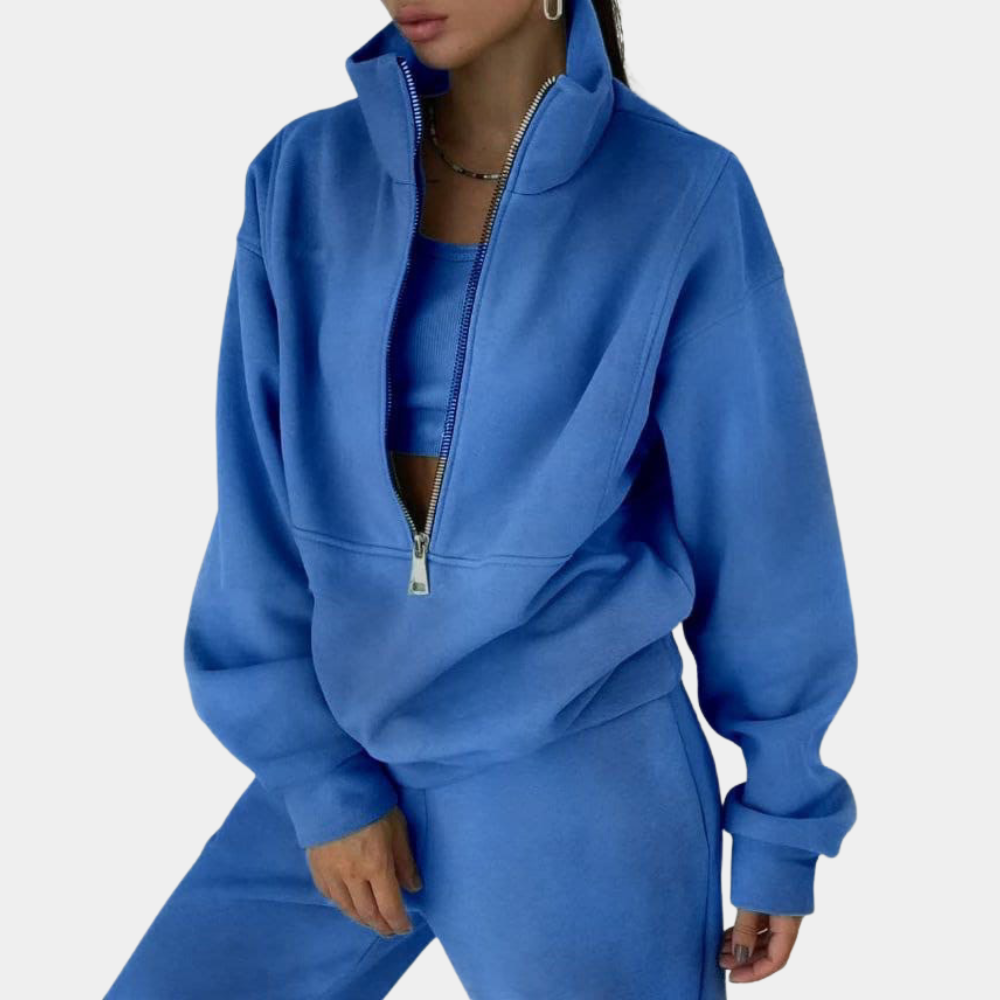 ActiveWear - Ensemble d'entraînement stylé avec pull et fermeture éclair pour femmes