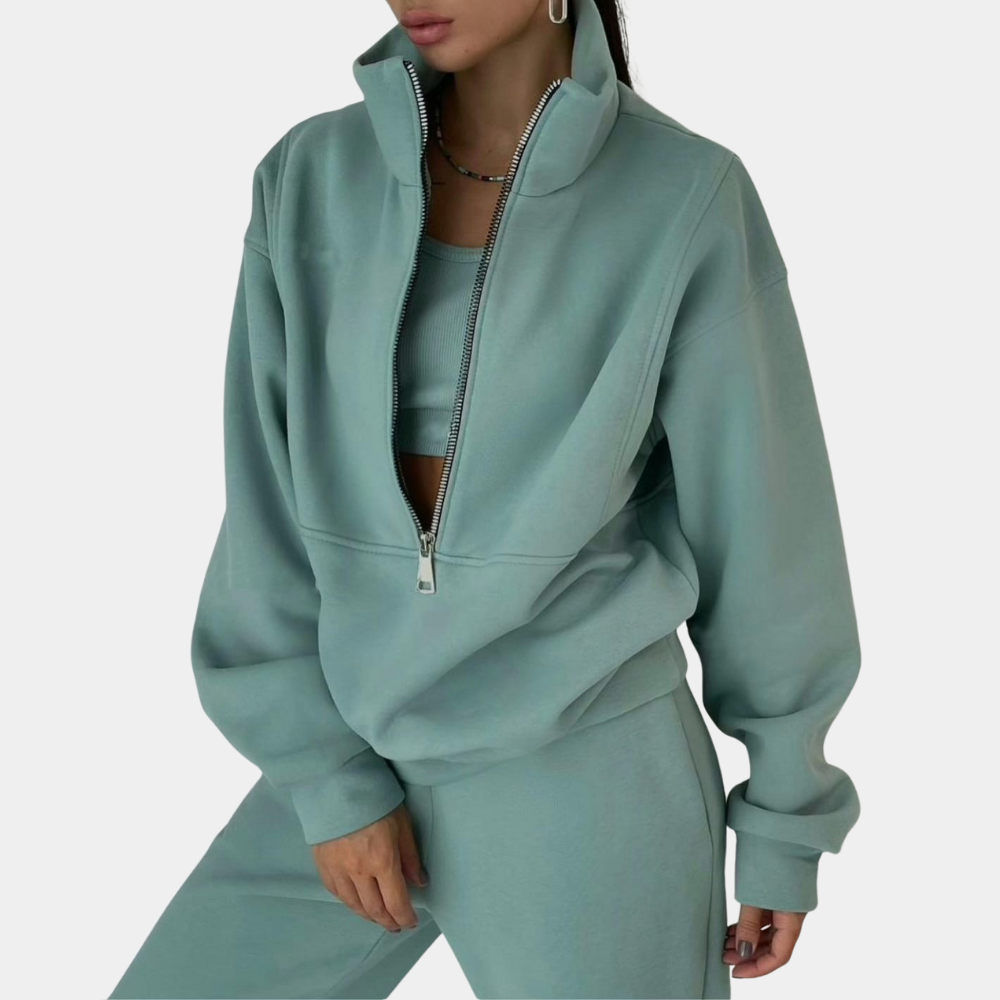 ActiveWear - Ensemble d'entraînement stylé avec pull et fermeture éclair pour femmes