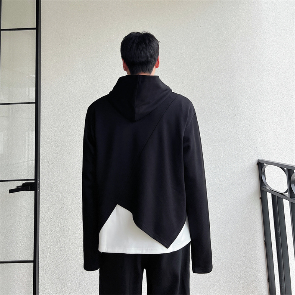 Helmut - Štýlová pánska mikina s kapucňou s asymetrickým lemom