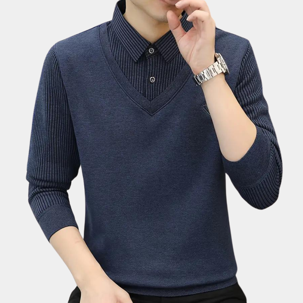 Morten - Módny pánsky sveter-košeľa s golierom