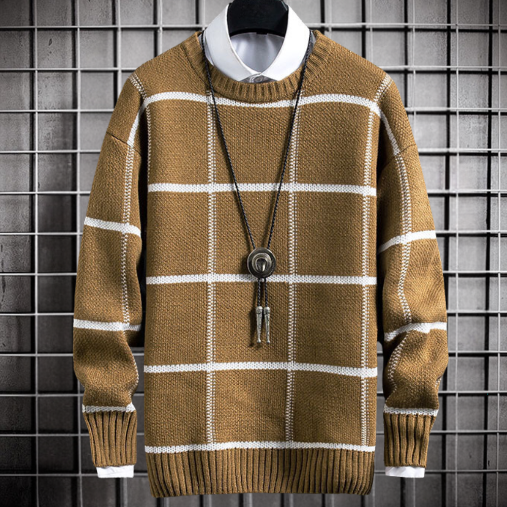 Marinos - Módny károvaný sveter pre mužov