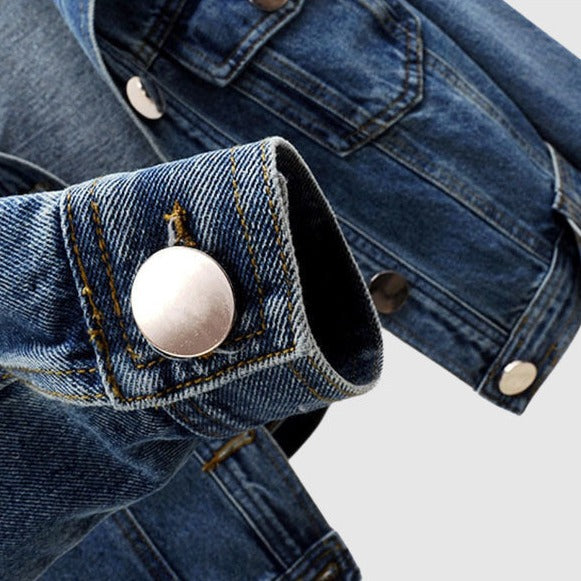 Uni Jakke | Kort Denim Dame-Jeansjakke med klassiske detaljer