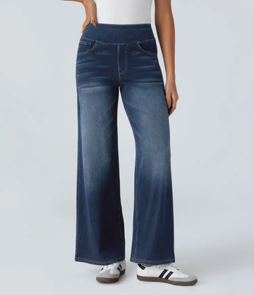Behagelige high-waist jeans til damer med vide ben og stretch