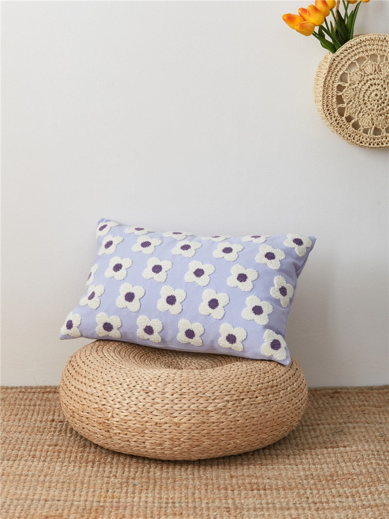 Floriva – obliečka na vankúš obdĺžniková s výšivkou sedmokrásky, bavlna