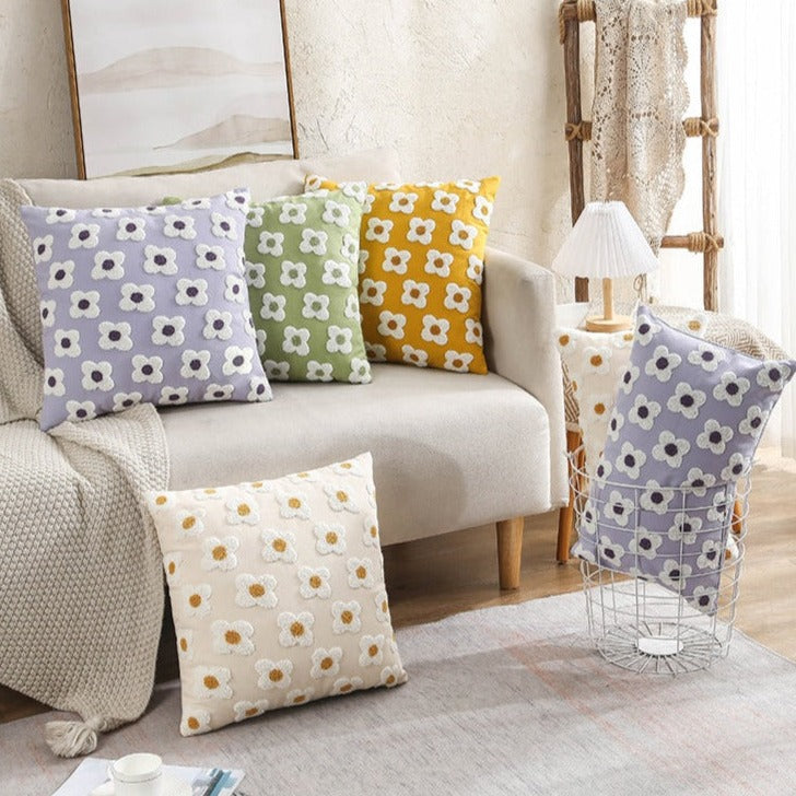 Floriva – obliečka na vankúš obdĺžniková s výšivkou sedmokrásky, bavlna