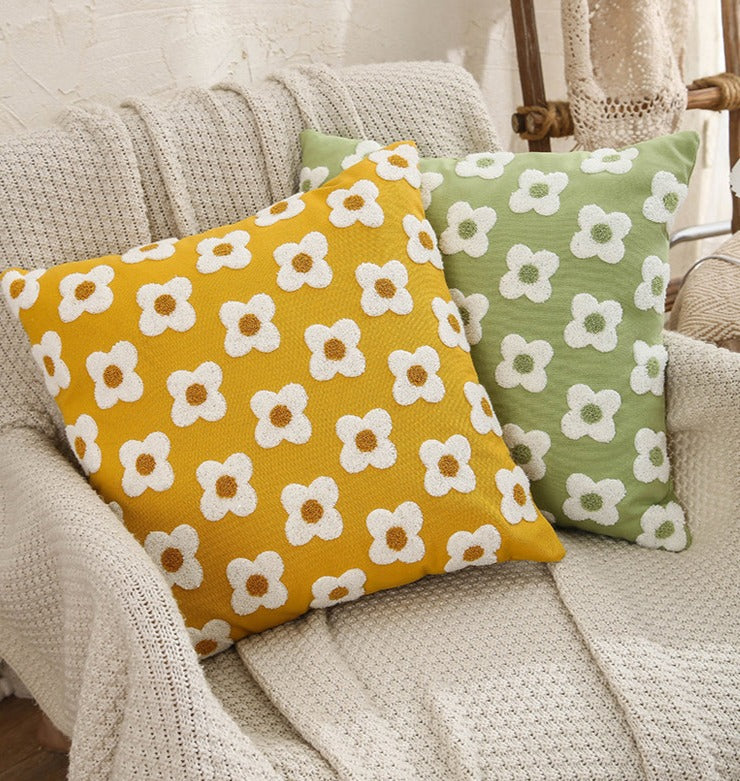 Floriva – obliečka na vankúš obdĺžniková s výšivkou sedmokrásky, bavlna