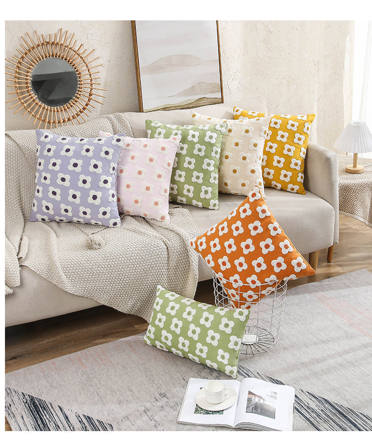 Floriva – obliečka na vankúš obdĺžniková s výšivkou sedmokrásky, bavlna