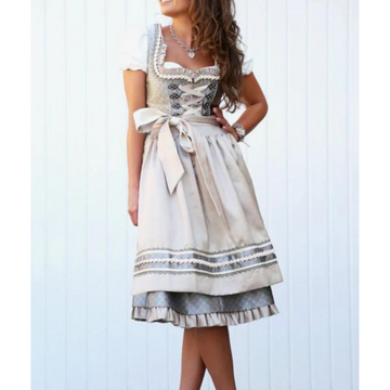 AlpenLiebe – Damen Midi-Dirndl aus Baumwolle mit Schürze – Elegant & Zünftig