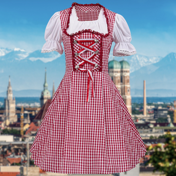 HeimatLiebe – Damen Dirndl kariert mit Rüschen – Traditionell & Festlich