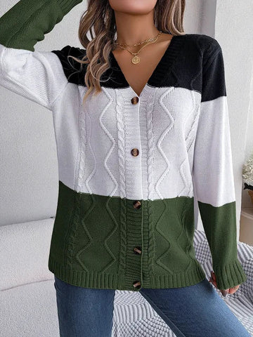 Langärmelige Strickjacke mit V-Ausschnitt - Delphi
