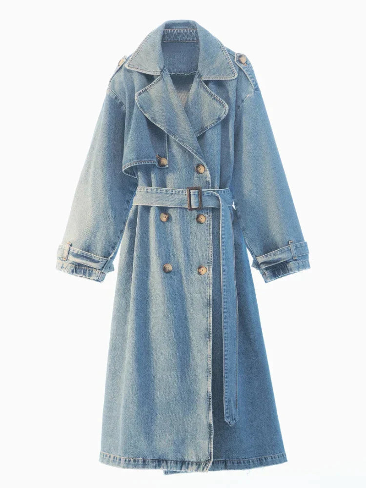 Slim Fit Denim Trenchcoat für Stil und Funktionalität