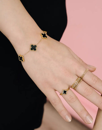 Fünfblättriges Kleeblatt-Armband aus Edelstahl – Glück & Stil vereint