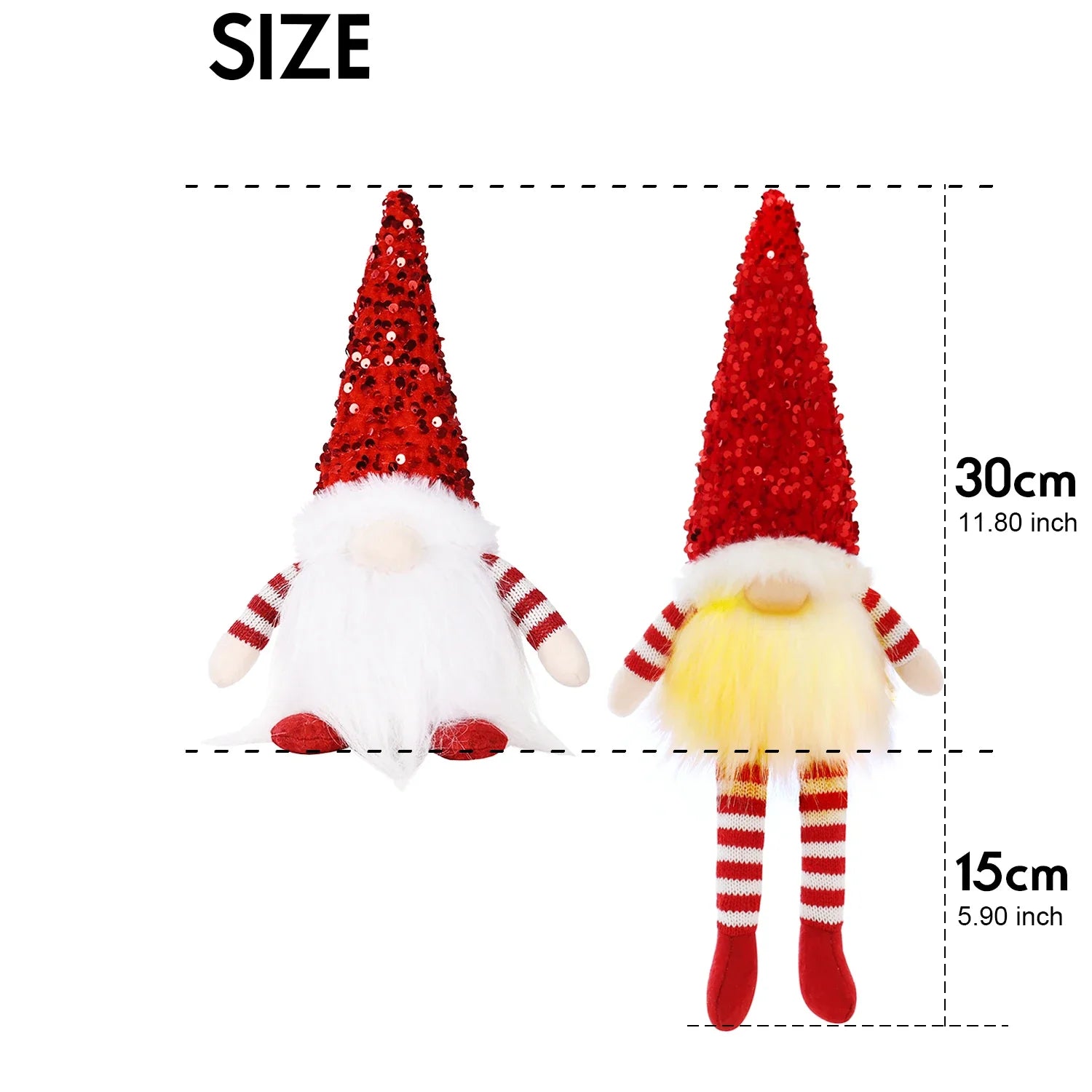 Gloeiende Gnome Kerstboomversiering 30 cm met Lampje voor Feestelijke Sfeer 5