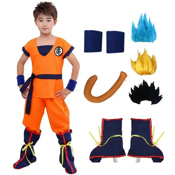 AnimeForge – Orangefarbiges Anime-Krieger-Cosplay-Kostüm für Erwachsene & Kinder