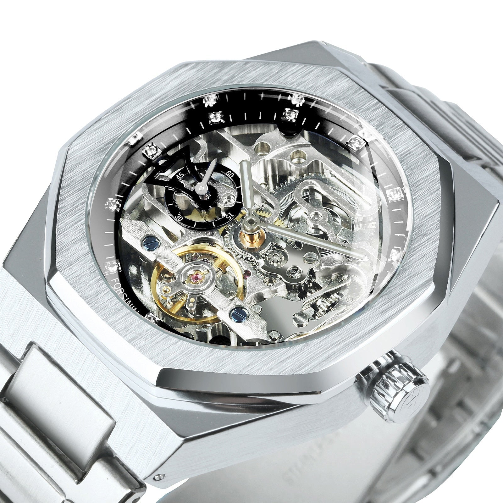 Devako Skeleton automatické hodinky - nerezový remienok s priehľadným mechanickým strojčekom