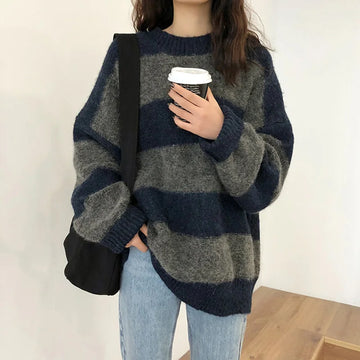 Yvena pullover | stribet vinterpullover til damer | trend og varme
