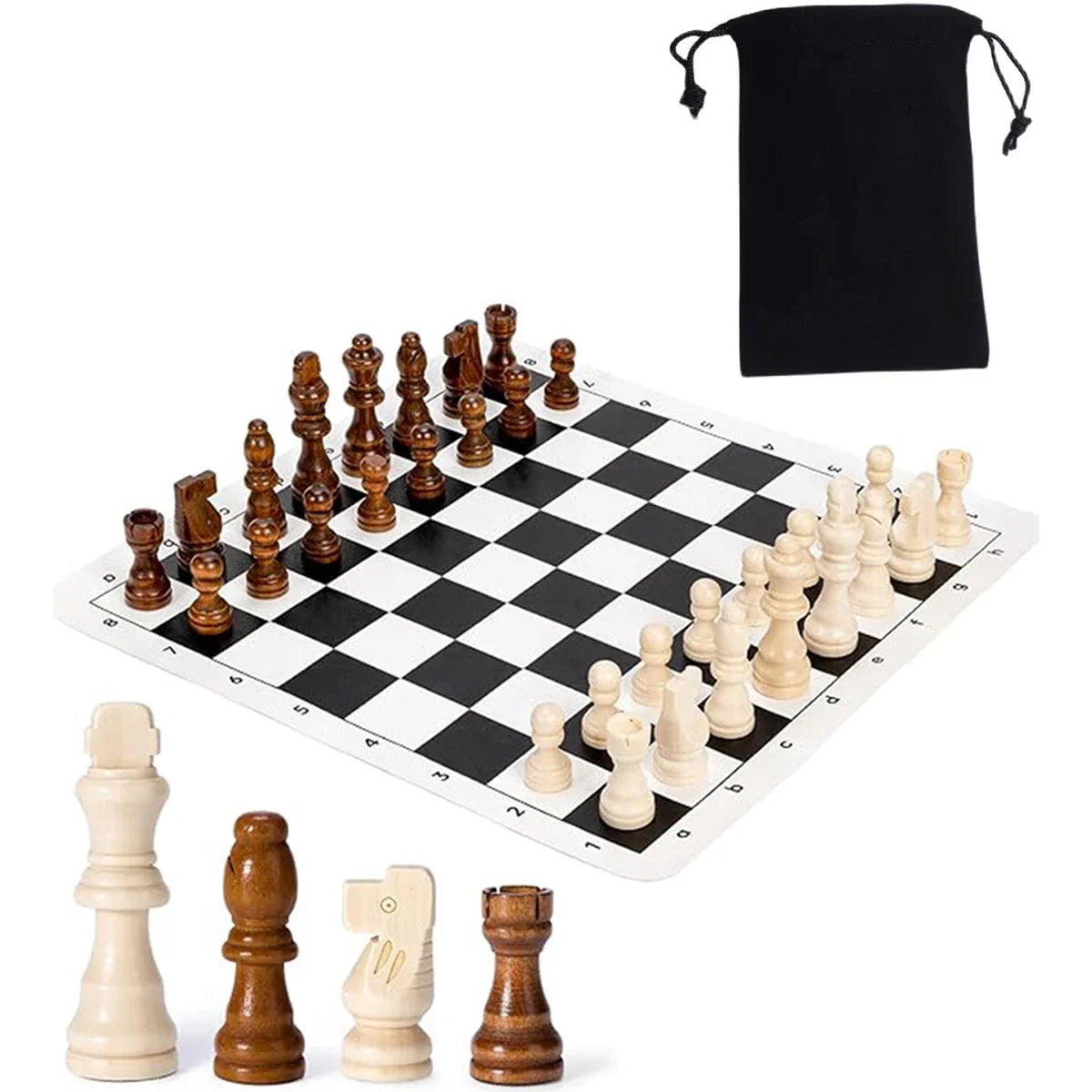 Ardentor sada šachových figúr z dreva – 32-dielna, ručne vyrobená a klasický dizajn