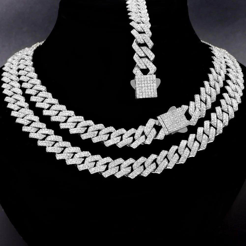 Luminor – Zľadovatený kubánsky reťazec 14mm s rhombickými diamantmi – Unisex Hip Hop