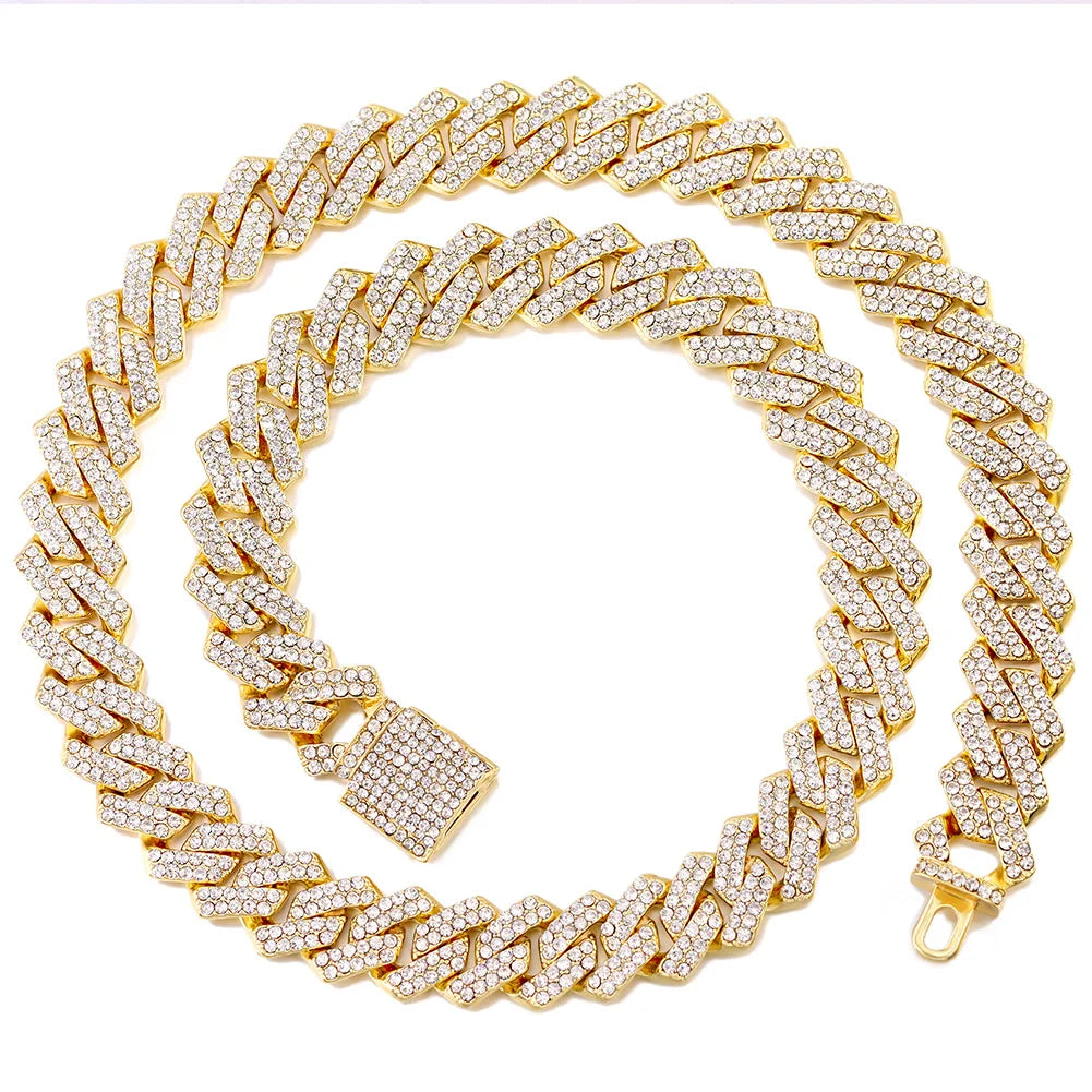 Luminor – Zľadovatený kubánsky reťazec 14mm s rhombickými diamantmi – Unisex Hip Hop
