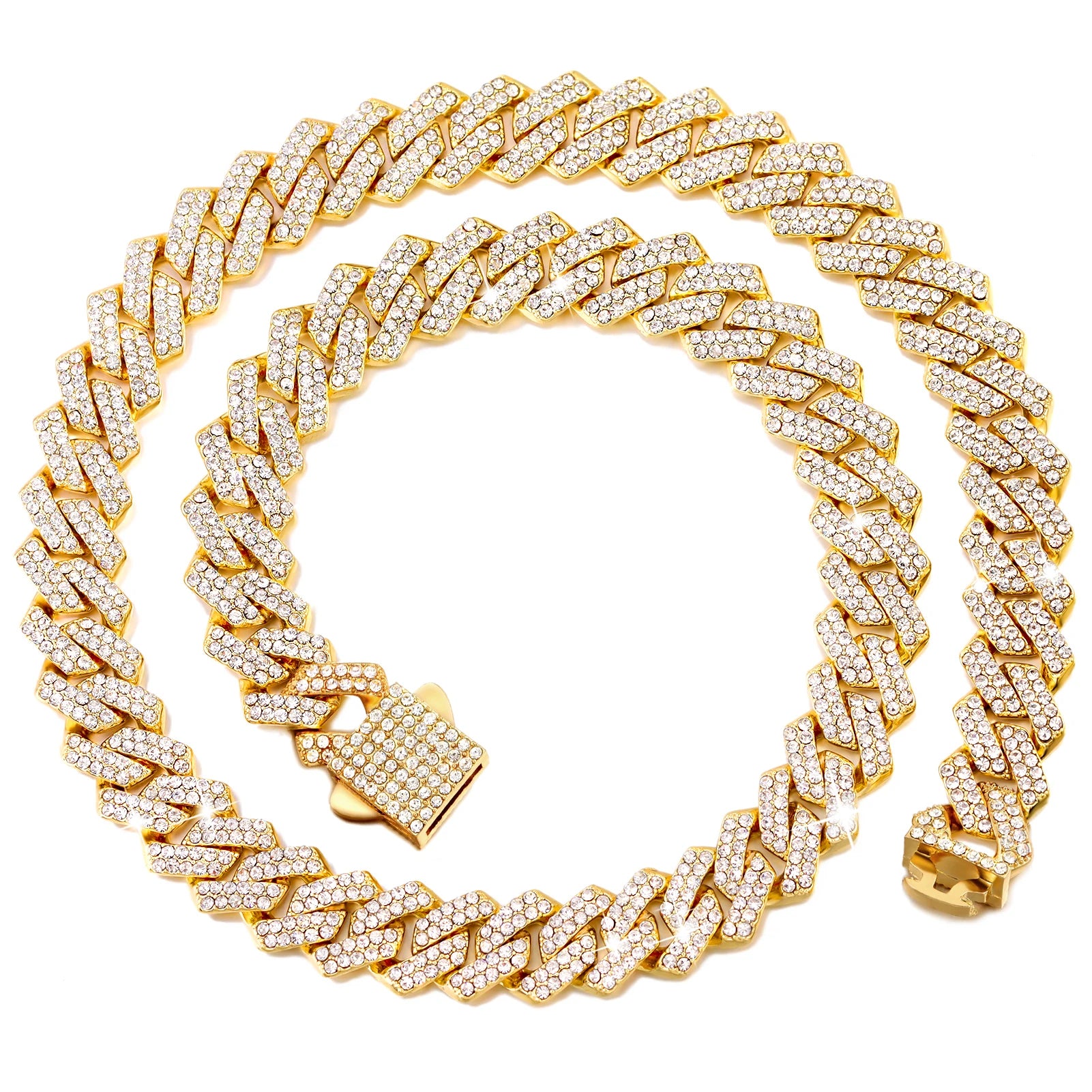 Luminor – Zľadovatený kubánsky reťazec 14mm s rhombickými diamantmi – Unisex Hip Hop
