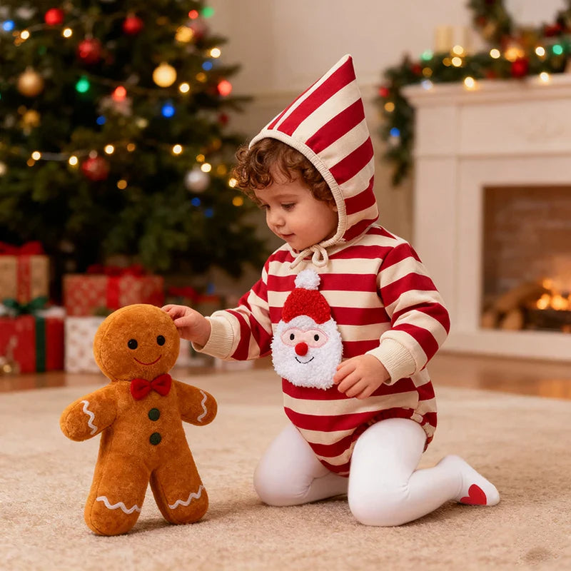 Kerst Rompertje voor Baby's met Borduurwerk en Hoed 1