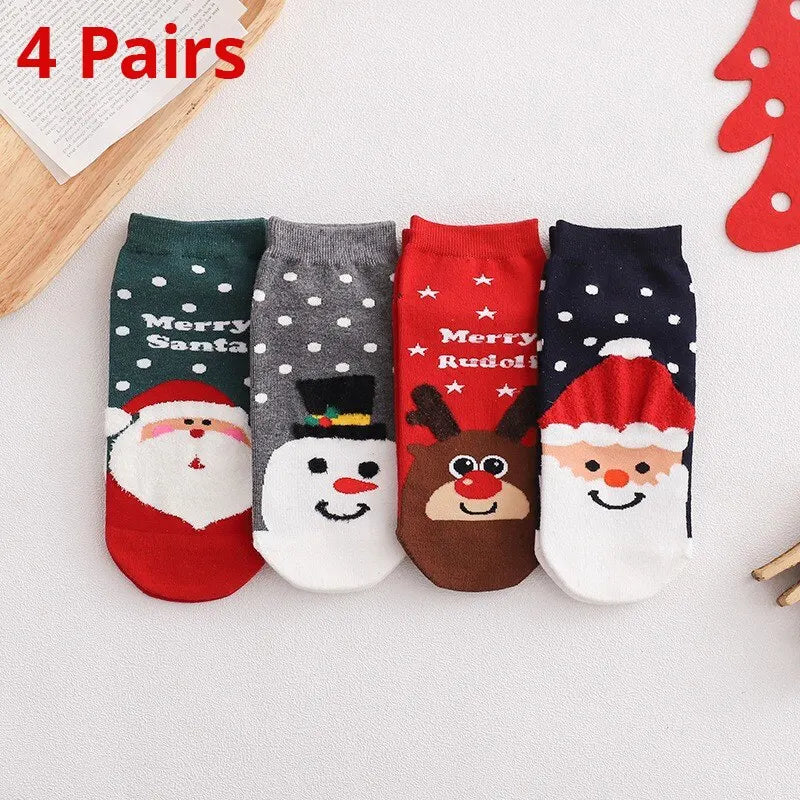 Kerst Sokken Set van 4 Paar voor Volwassenen, Ademend en Zweetabsorberend 0