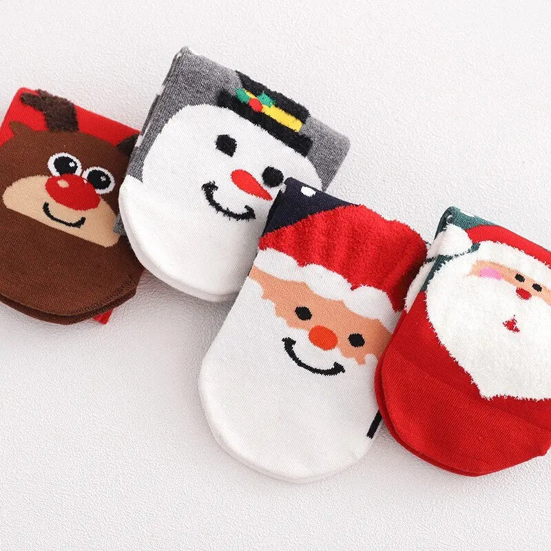 Kerst Sokken Set van 4 Paar voor Volwassenen, Ademend en Zweetabsorberend 4