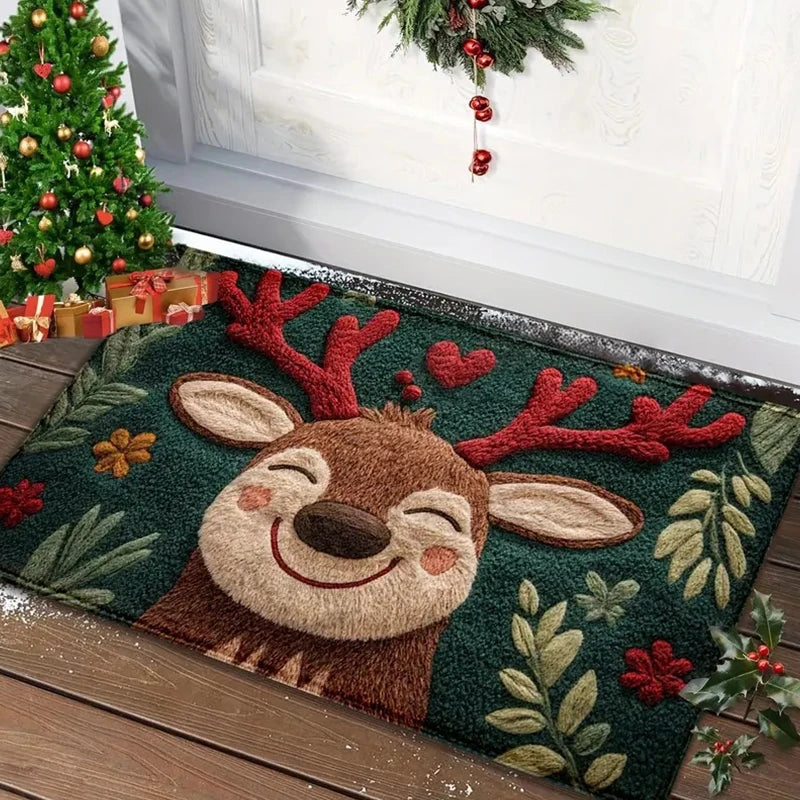 Kerstdeurmat met Rode Kerstman en Peperkoekman voor Binnen en Buiten 0