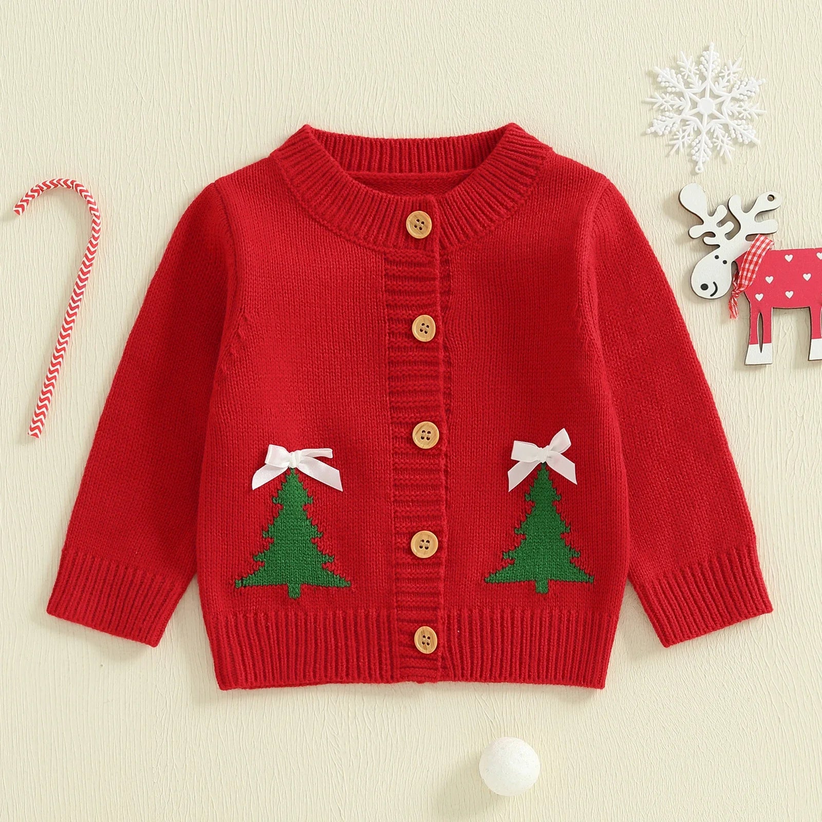 Kerstkindervest voor jongens en meisjes, 0-3 jaar, lange mouwen, warm en comfortabel 0