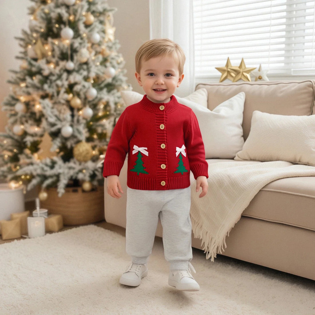 Kerstkindervest voor jongens en meisjes, 0-3 jaar, lange mouwen, warm en comfortabel 1