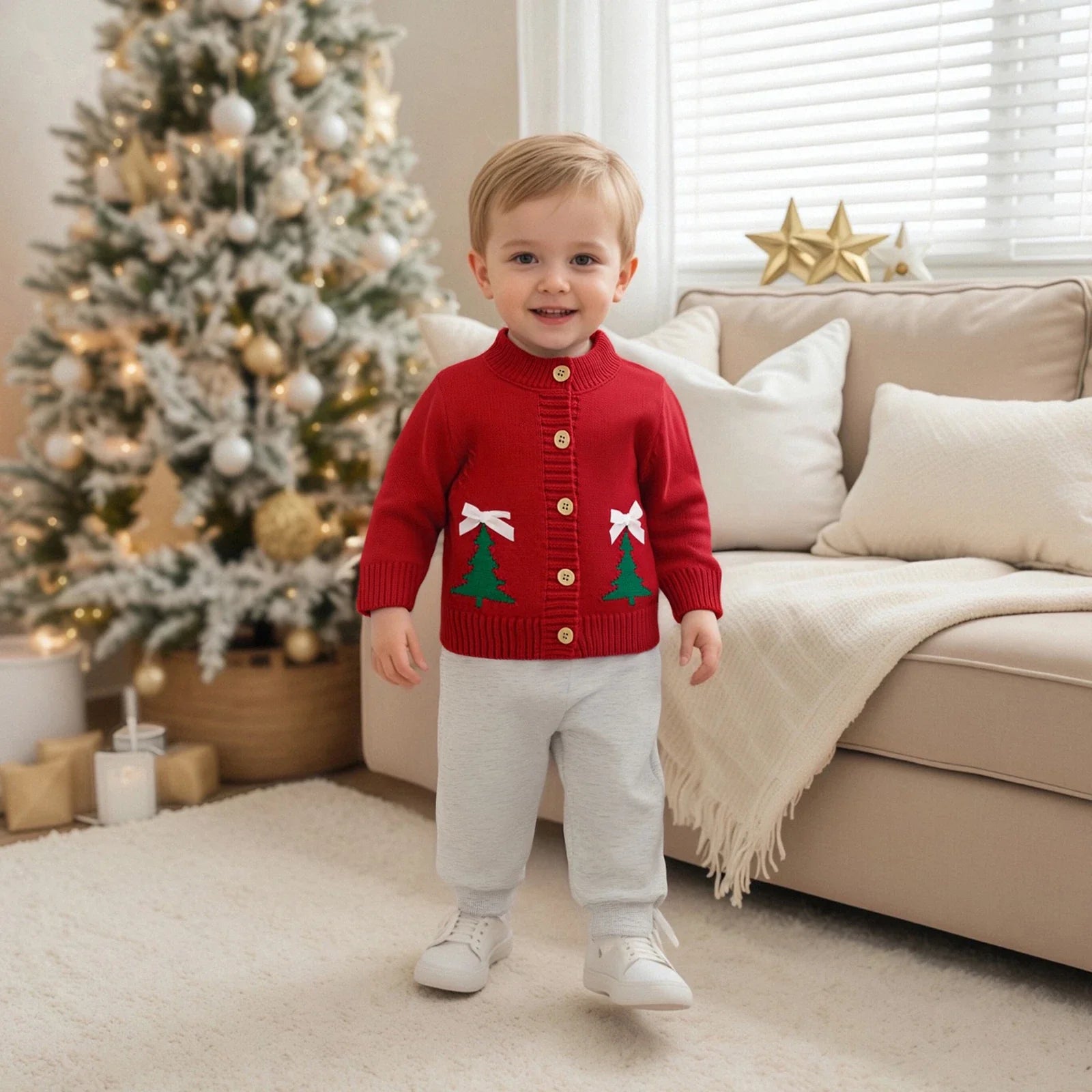 Kerstkindervest voor jongens en meisjes, 0-3 jaar, lange mouwen, warm en comfortabel 1