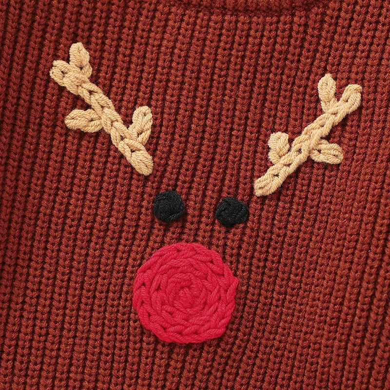 Kersttrui voor baby's met lange mouwen en schattige cartoonprint, warm en comfortabel 3