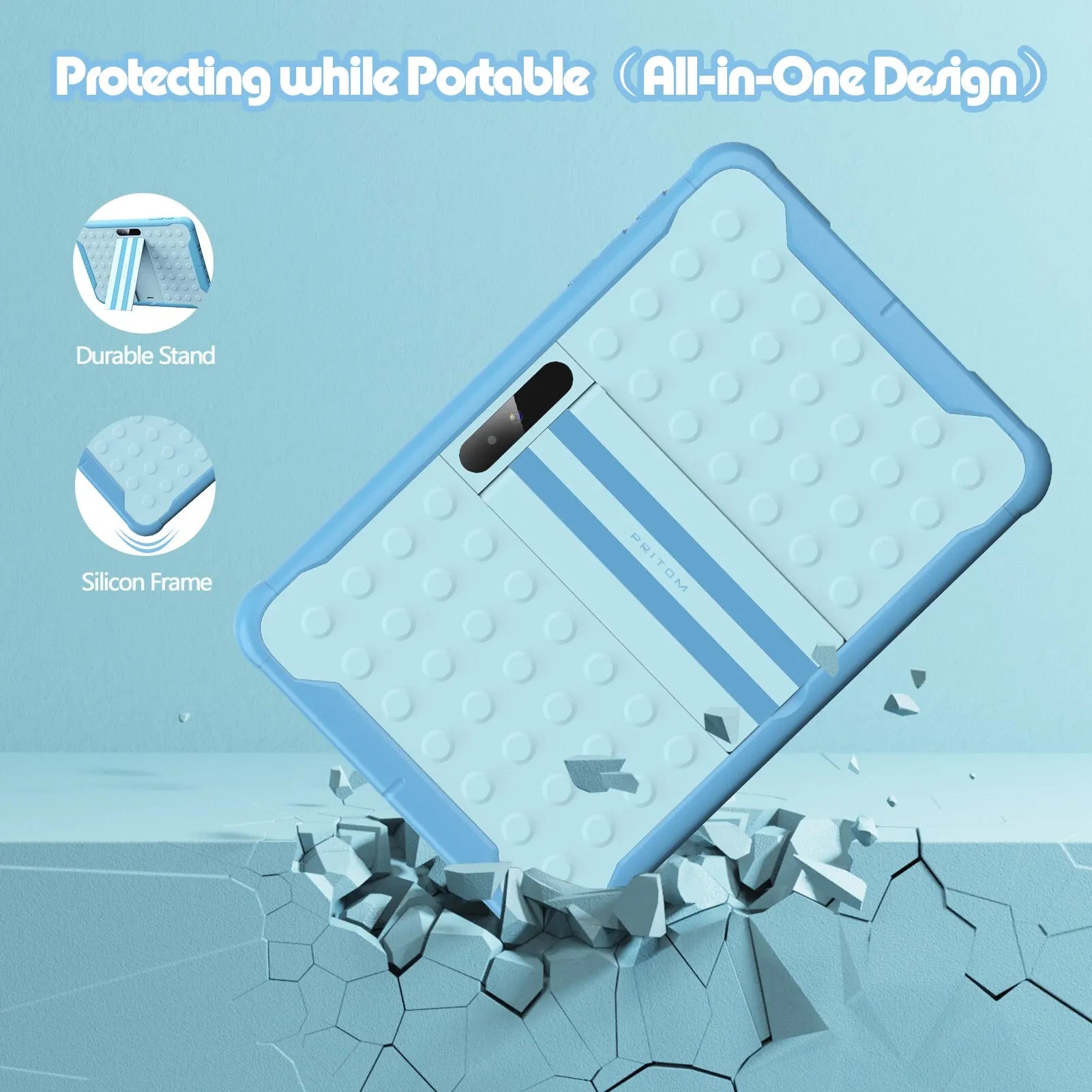 Pritom – detský tablet 10 palcov Android 13, 64GB pamäť s ochranným puzdrom