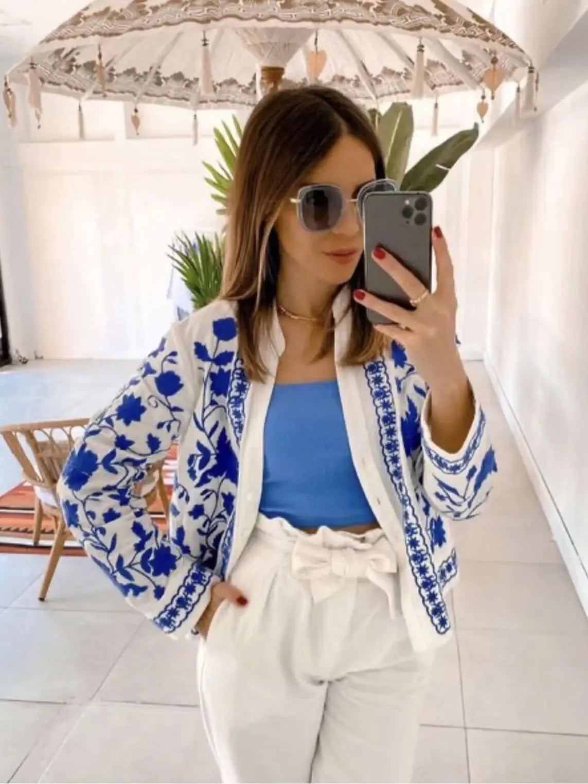 Amelina - Jarný pletený sveter s kvetinovým vzorom pre ženy