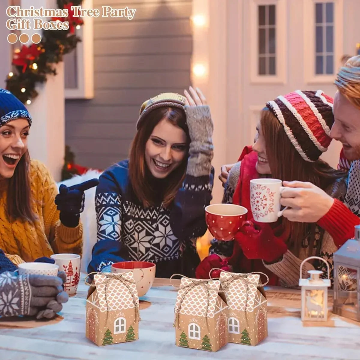 Kraftpapier Geschenkdozen voor Kerst - Set van 12 of 50 Peperkoek Huis Dozen 2