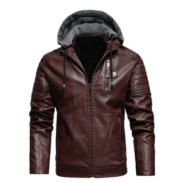 Wasserdichte Jacke aus Leder und Fleece - Jabez