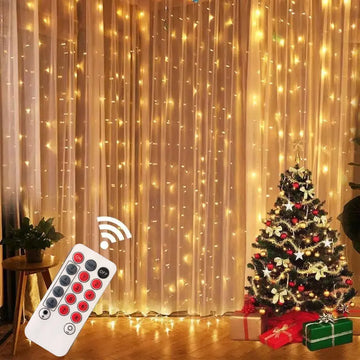 Illurex LED světelný závěs Vánoce – 8 režimů, vodotěsný a úsporný