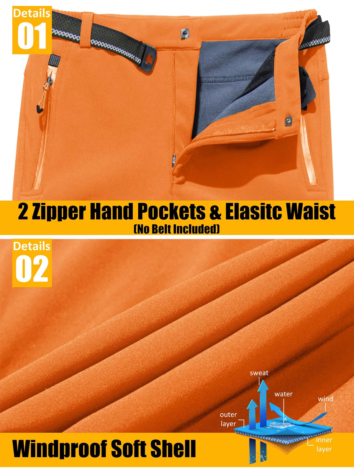 Magcomsen – Pánske softshellové lyžiarske nohavice, nepremokavé a teplé na zimu