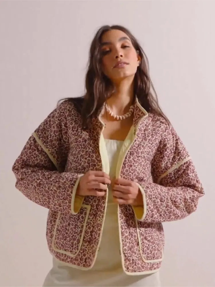 Margaux | Vintage plášť s bundou s kvetinovou potlačou