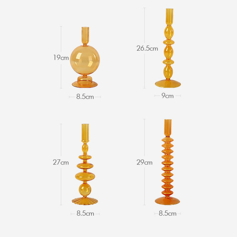 Lumora – Držiak na sviečky z ručne fúkaného skla v oranžovej farbe
