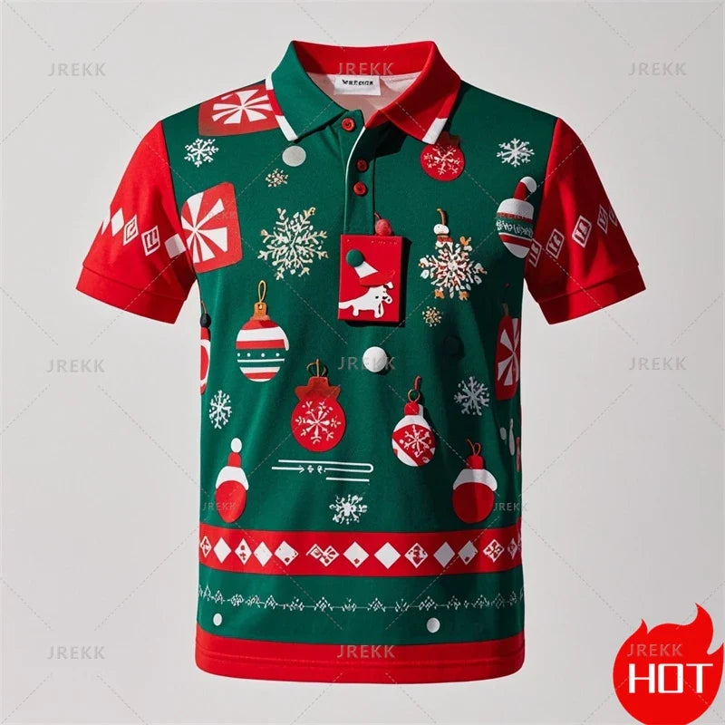 Poloshirt met 3D kerstman print voor mannen 8