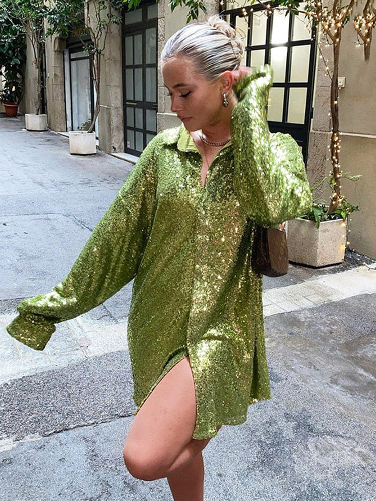 Oversized Glitzerbluse für Frauen – Glänzende Eleganz für Jeden Anlass