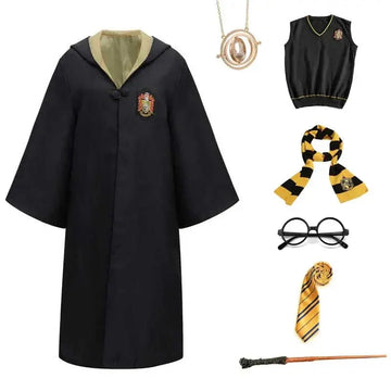 WizardWay – Verkleidungsset Kinder mit Umhang, Brille, Schal und Zauberstab