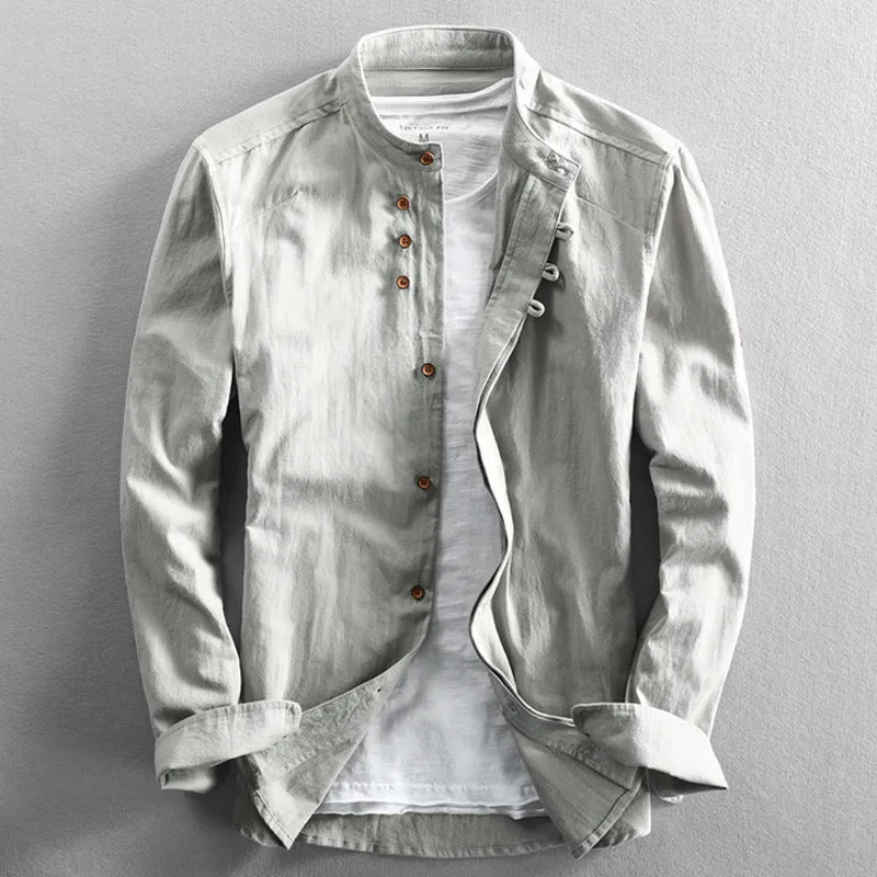 Devako Pelle - Camicia da uomo in stile giapponese