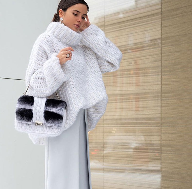 Plyšový rolákový sveter z pleteniny - Irina