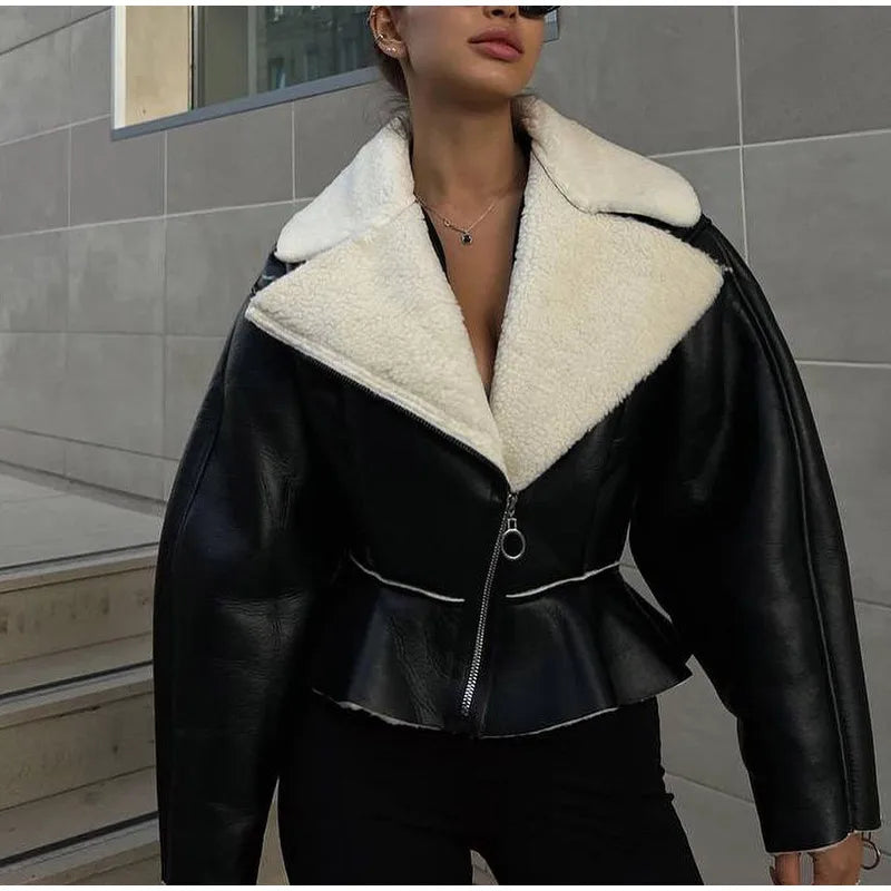 Nancy flísová bunda | Pevná krátka bunda s patchworkovým dizajnom v 3 farbách