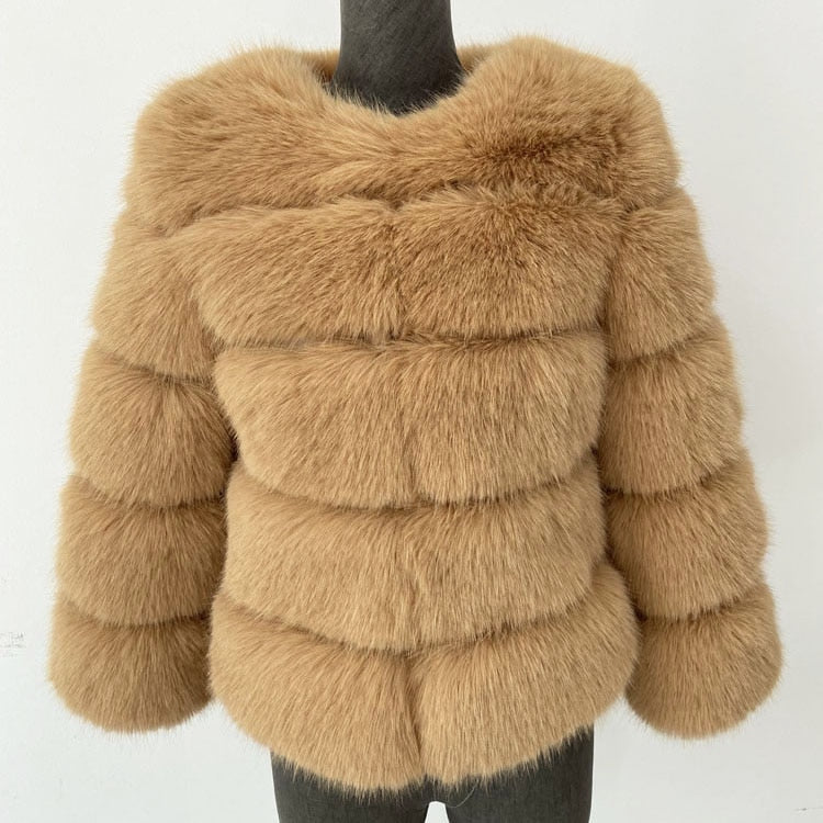 Claartje Damenmantel | Blød kunstpelsfrakke i stilfuldt design