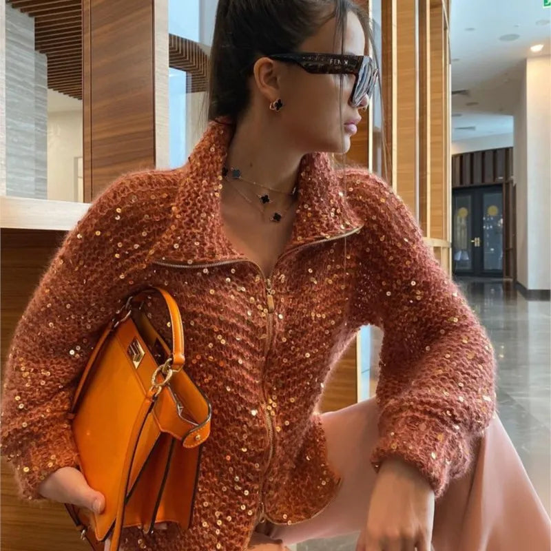 Alyssa pletený sveter | Luxusný pletený sveter s trblietkami v 8 farbách